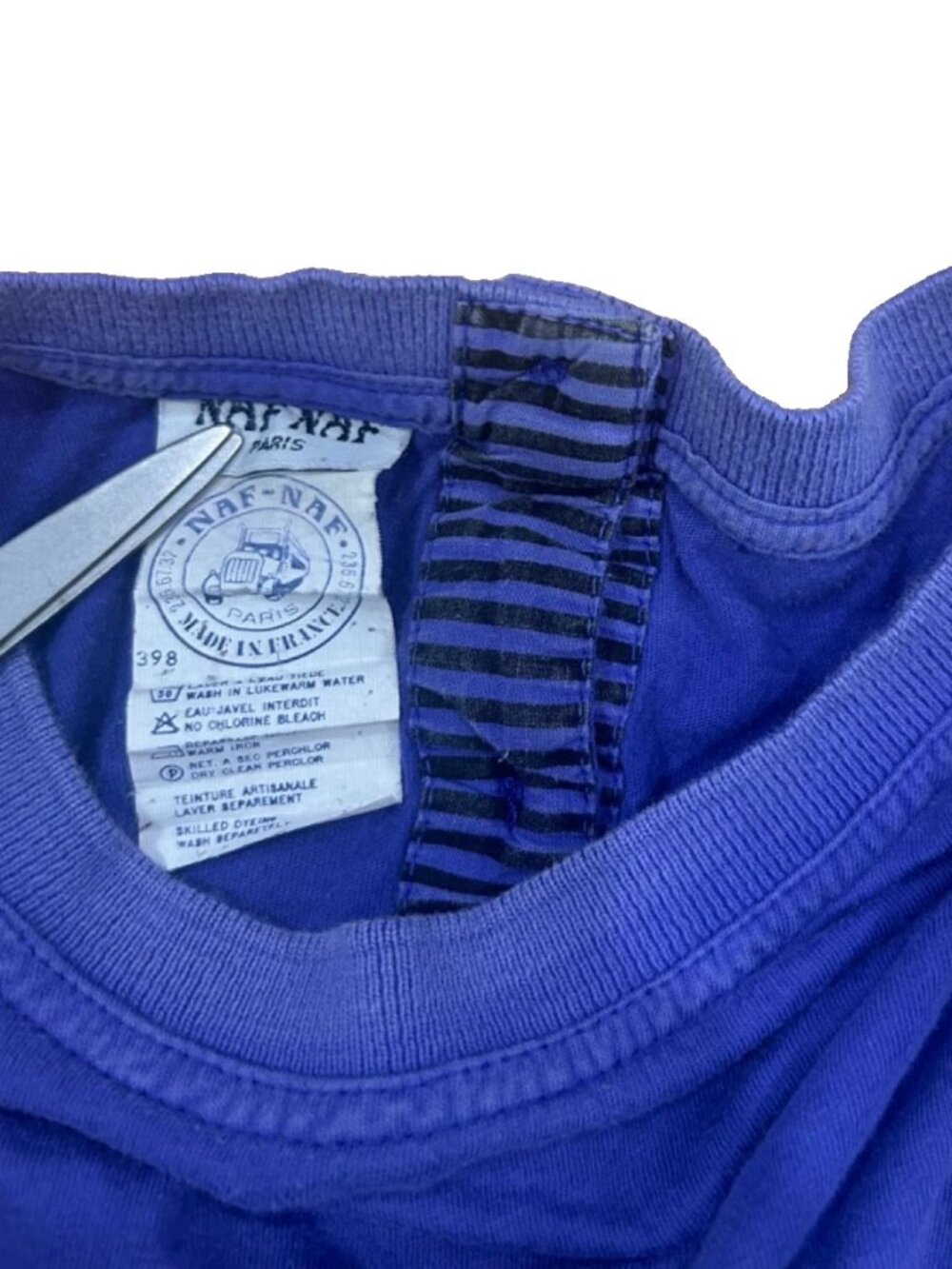 VTG Naf Naf Paris Shirt Shorts Set Purple Women's Button Embroidered France 90s - Picture 4 of 16